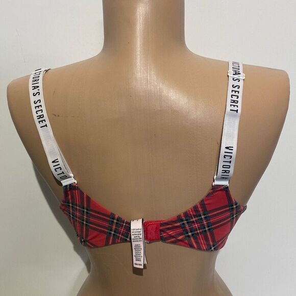 Victoria's Secret Women's Multicolor Plaid T-Shirt Push Up Full Coverage Bra 36B - Picture 3 of 8